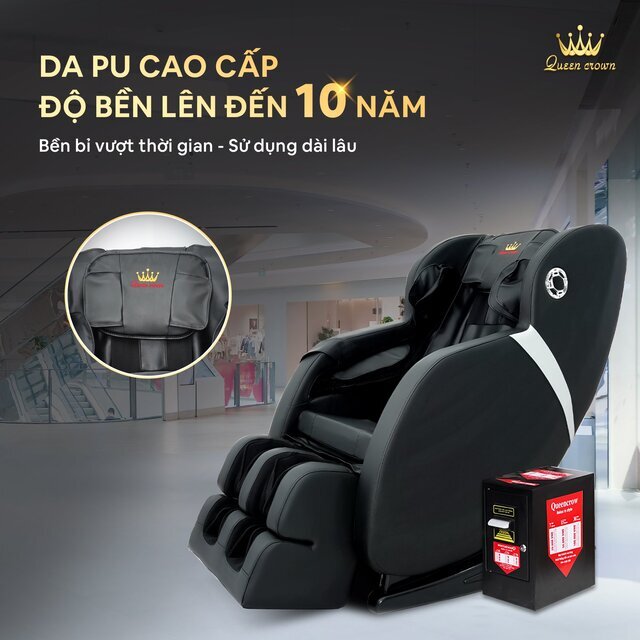 Ghế massage kinh doanh Queen Crown QC KD9 được làm từ da PU
