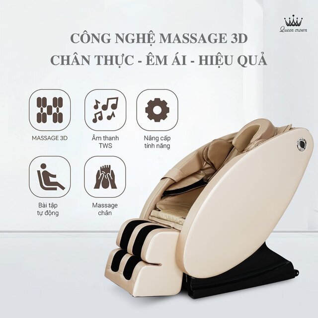 Ghế massage Queen Crown QC 5S công nghệ massage 3D