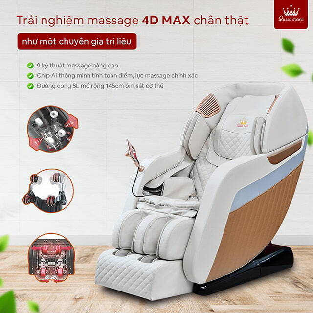 Ghế massage Queen Crown Fantasy M8 ứng dụng công nghệ massage 4D max