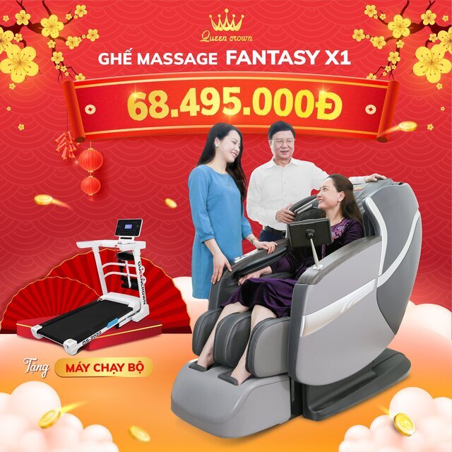 Ghế massage Queen Crown Fantasy X1 khuyến mại tết