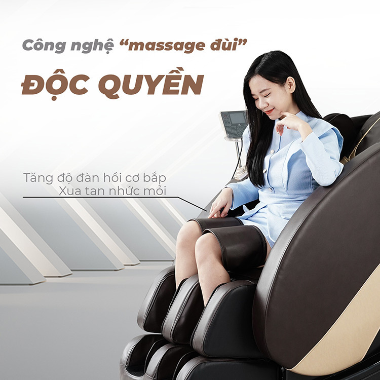 Ghế massage Queen Crown QC FX5 ứng dụng công nghệ massage đùi độc quyền