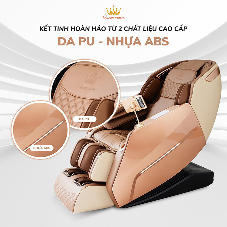 Ghế massage Queen Crown QC A7 được làm từ 2 chất liệu da cao cấp