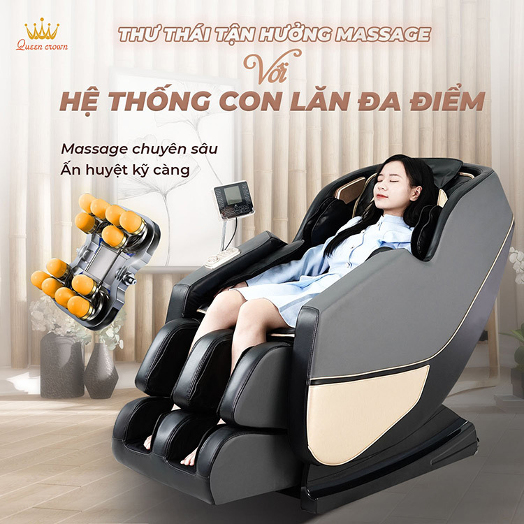 Ghế massage Queen Crown QC 699 trang bị hệ thống con lăn đa điểm