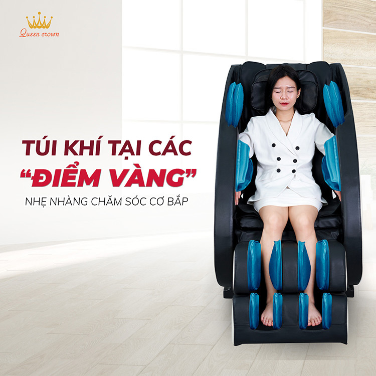 Ghế massage Queen Crown QC K500 trang bị hệ thống túi khí toàn thân