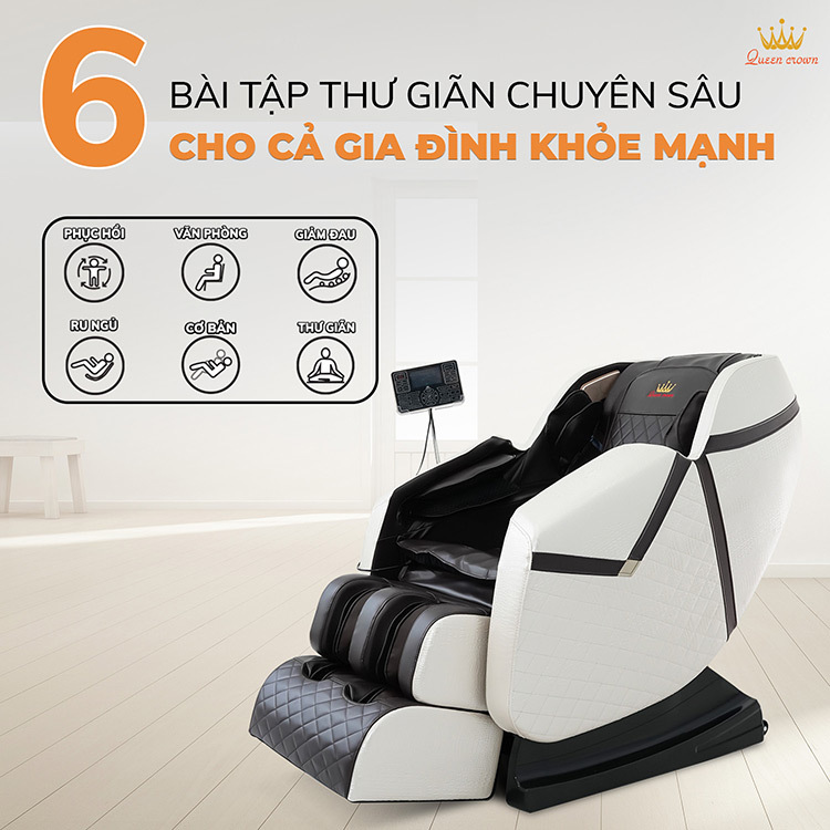 Ghế massage Queen Crown QC LX3 tích hợp 6 bài tập tự động