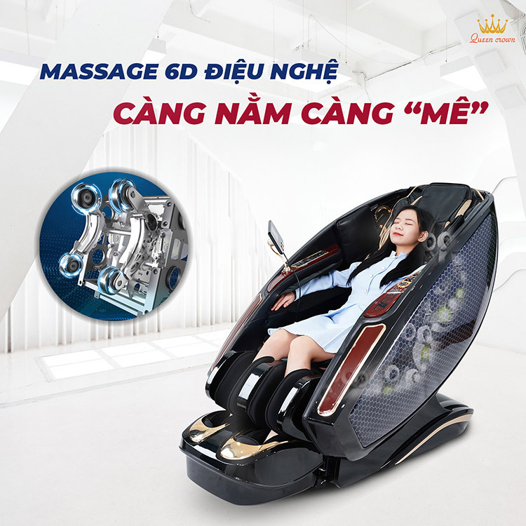 Ghế massage Queen Crown Smart One ứng dụng công nghệ massage 6D