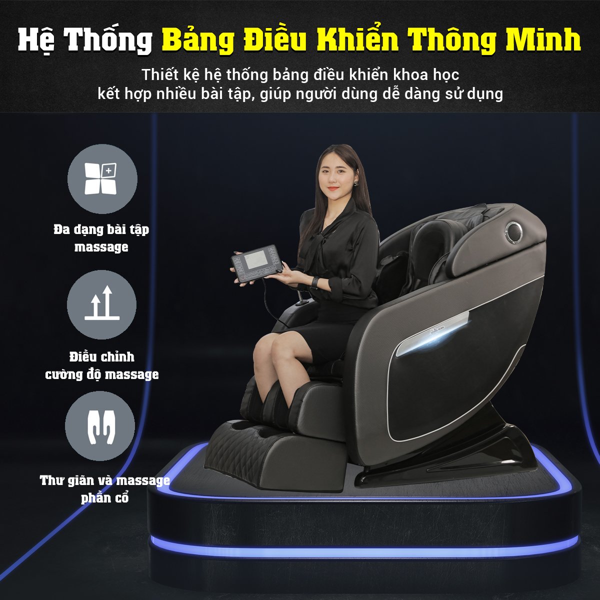 Ghế massage Queen Crown Dr.Tokyo 8 8 Ghế massage Queen Crown Dr. Tokyo 8 thiết kế bảng điều khiển cảm ứng màn hình LCD