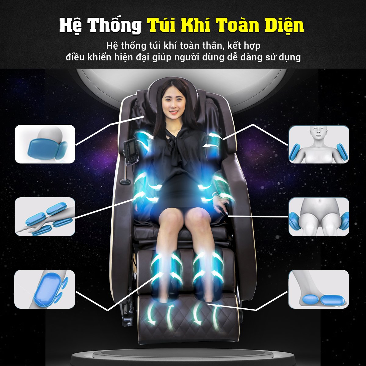 Ghế massage Queen Crown Dr.Tokyo 8 7 Ghế massage Queen Crown Dr. Tokyo 8 nâng cấp hệ túi khí đa chiều toàn diện