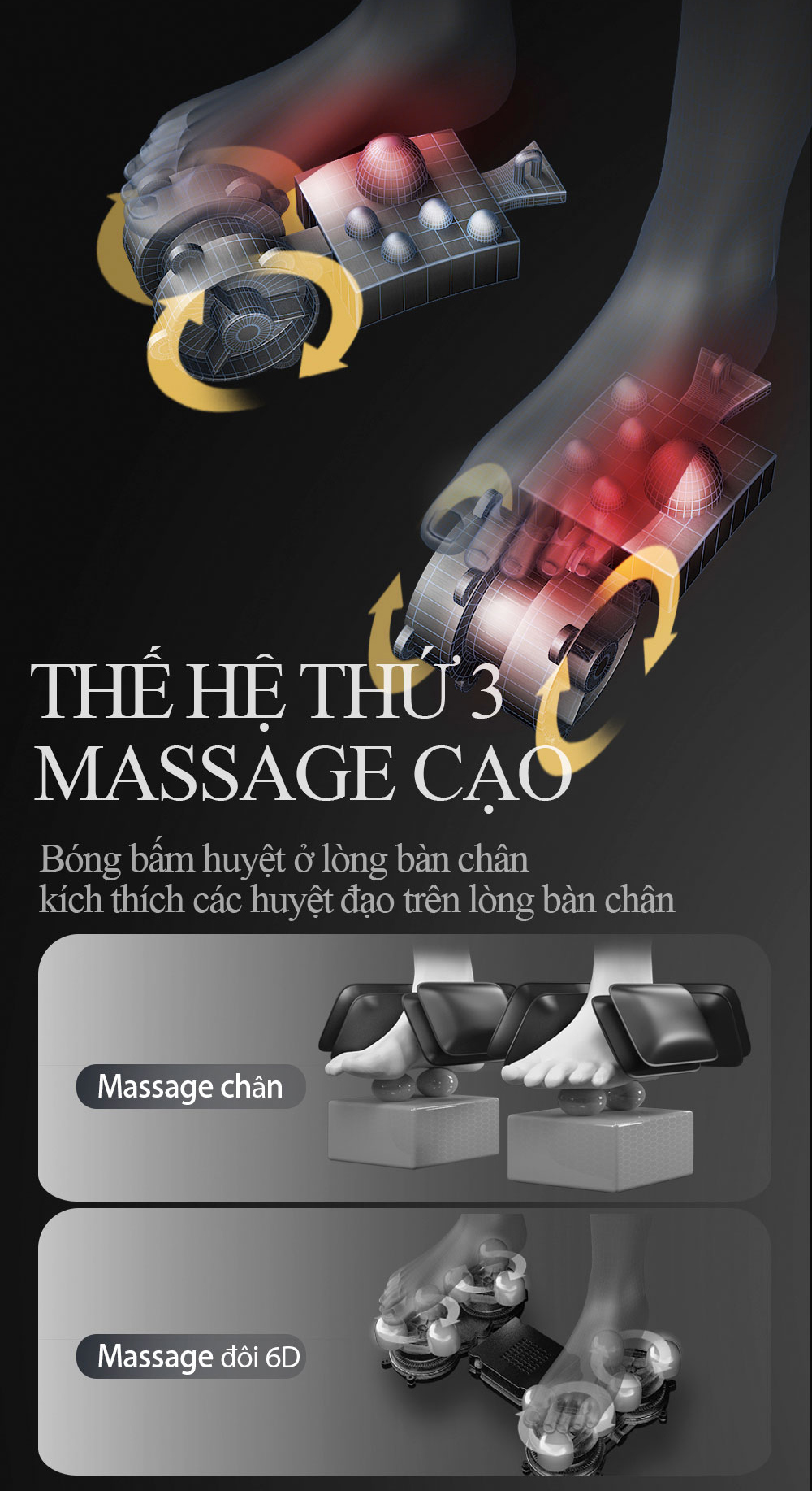Ghế massage Queen Crown cải tiến cụm massage chân hiện đại