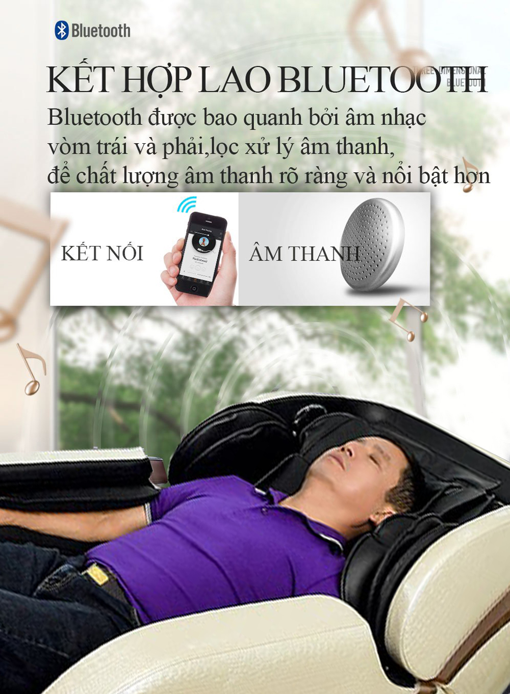 Ghế massage Queen Crown QC CX7 trang bị hệ thống loa Hifi hiện đại
