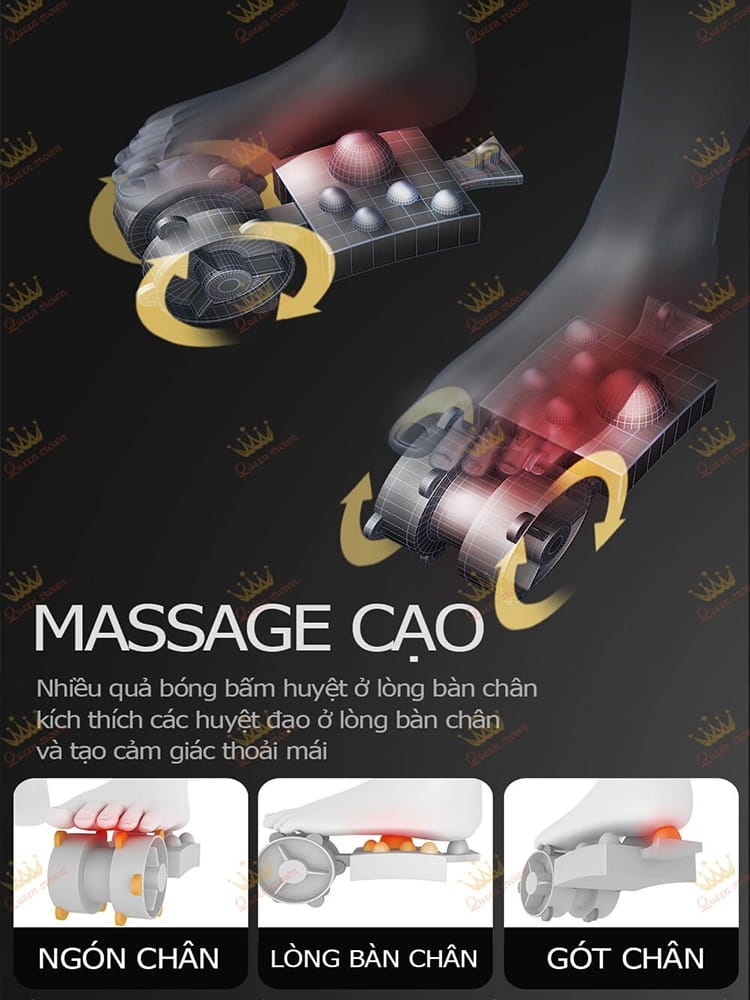 Ghế massage Queen Crown QC CX8 8 Queen Crown QC CX8 trang bị cụm massage chân cạo hoàn toàn mới