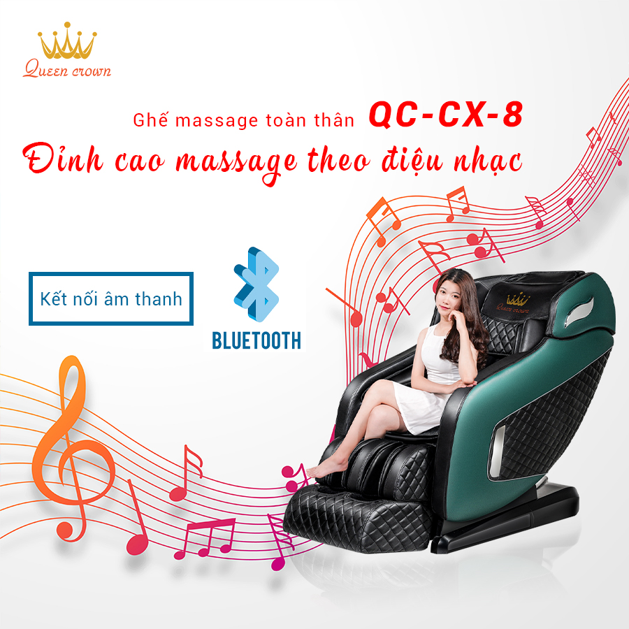 Ghế massage Queen Crown QC CX8 11 Queen Crown QC CX8 được trang bị loa Hifi hiện đại mang đến trải nghiệm thư giãn đỉnh cao