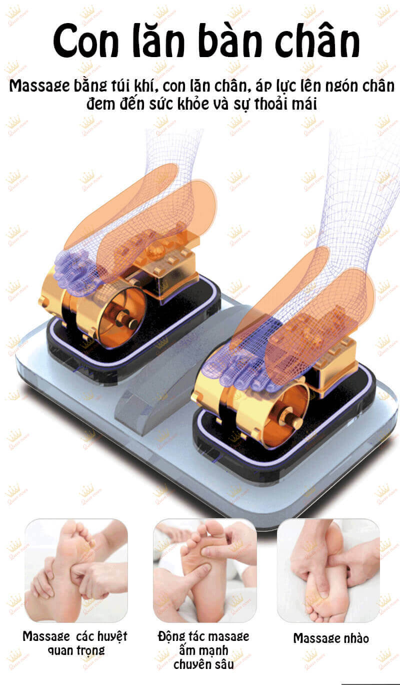 Ghế massage Queen Crown QC LX3 20 Cải tiến sục massage chân cạo