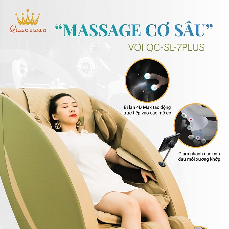 Queen Crown QC SL7 Plus ứng dụng công nghệ massage 4D đỉnh cao
