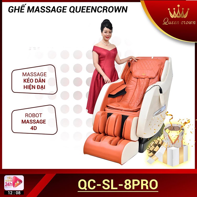 Ghế Massage Queen Crown QC SL8 Pro 8 Queen Crown QC SL8 Pro ứng dụng công nghệ massage 4D bằng hệ thống rô bốt massage hiện đại