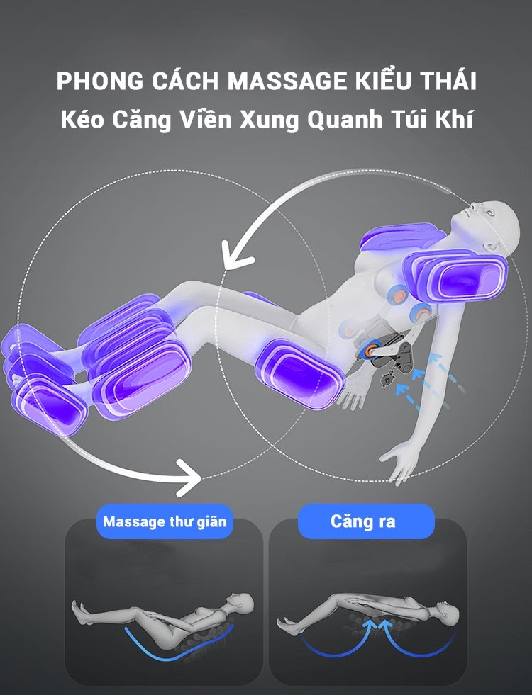 Queen Crown Smart A8 thiết lập bài tập massage kéo giãn kiểu Thái